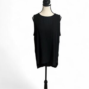 Loft Top Sz L Black Sleeveless Keyhole Closure Asymmetrical Closet Staple Casual